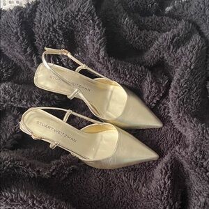 Stuart Weitzman Metallic Gold Slingback Heels